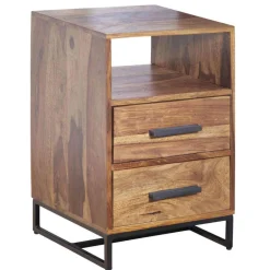 Wohnen 40x66x35 Nachtkommode mit Fach & 2 Schubladen - Crystons