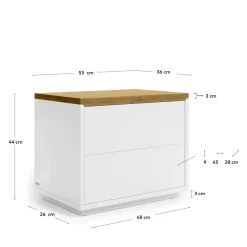 Wohnen 53x44x36 Nachtkommode mit Sockelgestell - Vintilias