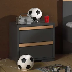 Wohnen Nachttische*48x49x40 Nachtkommode mit zwei Schubladen - Navlius