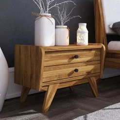 Wohnen Nachttische*55x43x39 Nachtkommode mit zwei Schubladen - Hardus