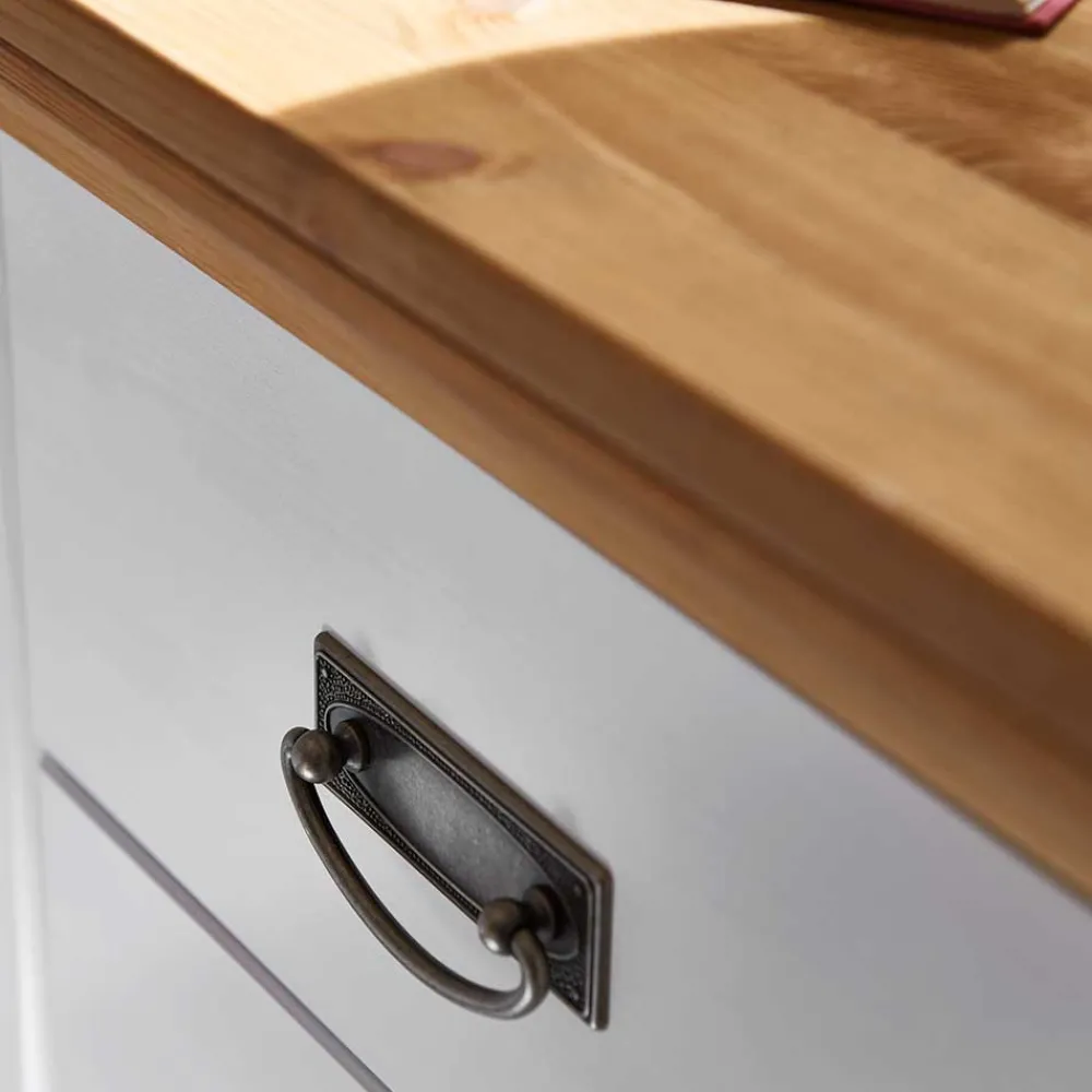 Wohnen Landhausmöbel|Nachttische*58x57x48 Nachttisch in Kiefer & Weiß - Sibiuta