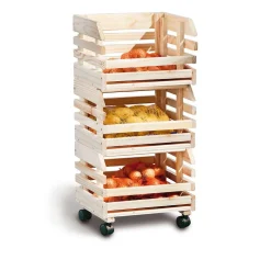 Wohnen Wohnzimmer-Regale|Küchenregale*37x80x30 Obst & Gemüse Regal aus Massivholz - Yutaha