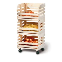 Wohnen Wohnzimmer-Regale|Küchenregale*37x80x30 Obst & Gemüse Regal aus Massivholz - Yutaha