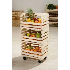 Wohnen Wohnzimmer-Regale|Küchenregale*37x80x30 Obst & Gemüse Regal aus Massivholz - Yutaha