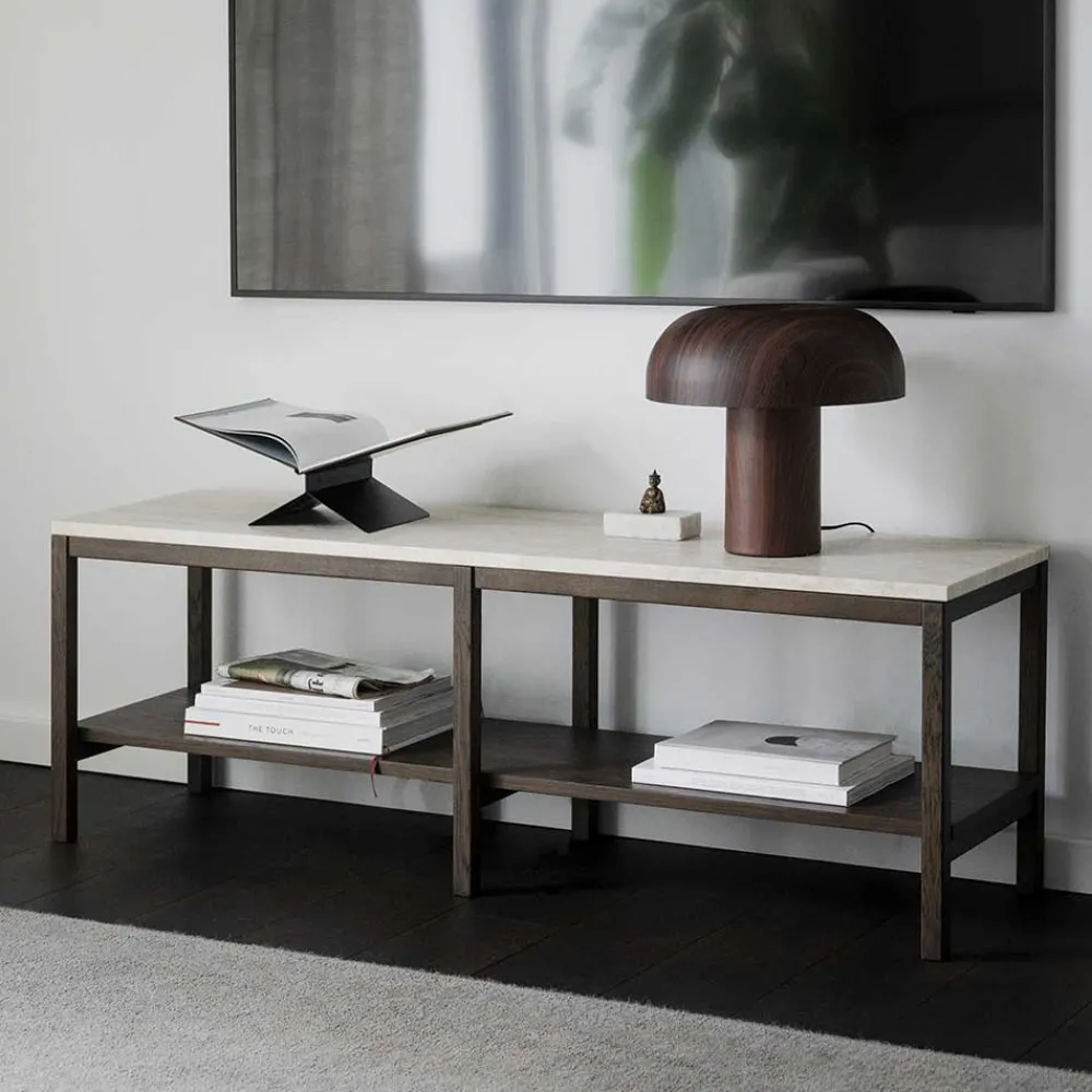 Wohnen Sideboards & Kommoden|Sideboards & Kommoden*140x45x40 Offenes Regal in Beige Travertin - Calumha