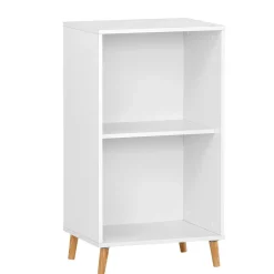 Wohnen 51x93x41 Ordnerregal in Weiß mit Eiche Füßen - Obtin