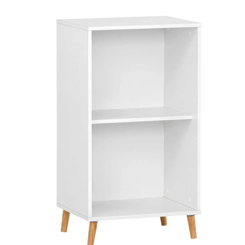 Wohnen 51x93x41 Ordnerregal in Weiß mit Eiche Füßen - Obtin