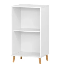 Wohnen 51x93x41 Ordnerregal in Weiß mit Eiche Füßen - Obtin