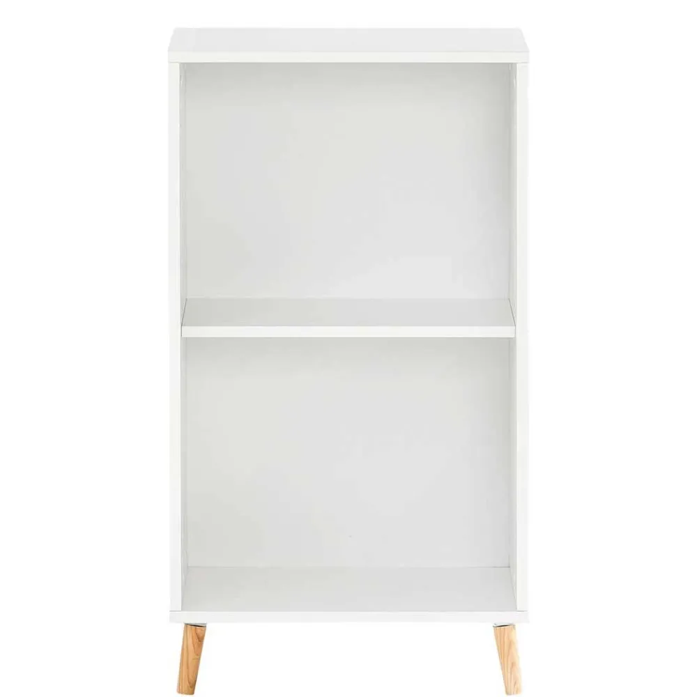 Wohnen 51x93x41 Ordnerregal in Weiß mit Eiche Füßen - Obtin