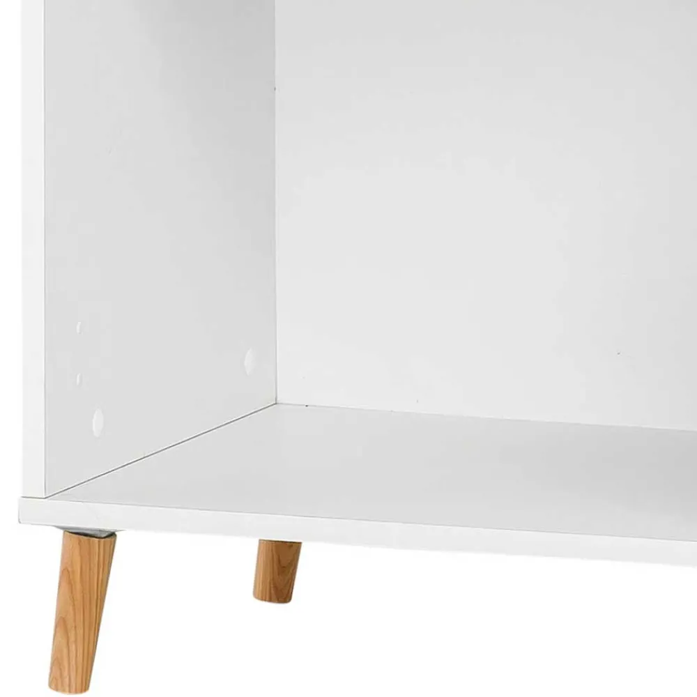 Wohnen 51x93x41 Ordnerregal in Weiß mit Eiche Füßen - Obtin