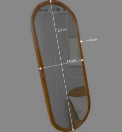 Wohnen 44x120x4 Ovaler Wandspiegel mit Rattan Rahmen - Offia
