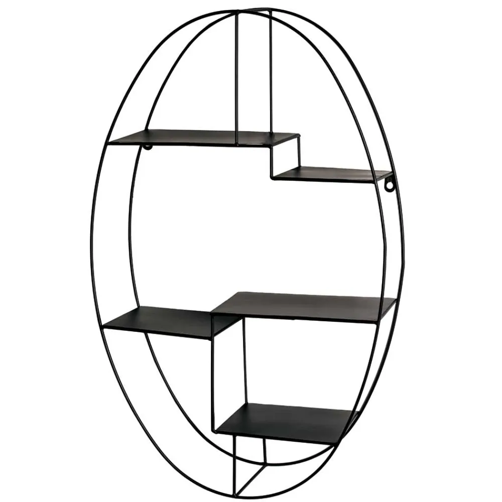 Wohnen Schwarze Möbel|Esszimmerregale*44x71x16 Ovales Wandregal aus Metall in Schwarz - Jaglyn