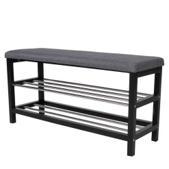 Wohnen Schwarze Möbel|Graue Möbel*100x50x34 Polsterbank mit 2 Schuhablagen - Reddi