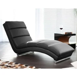 Wohnen 60x82x170 Polsterliege in Schwarz Kunstleder - Elias