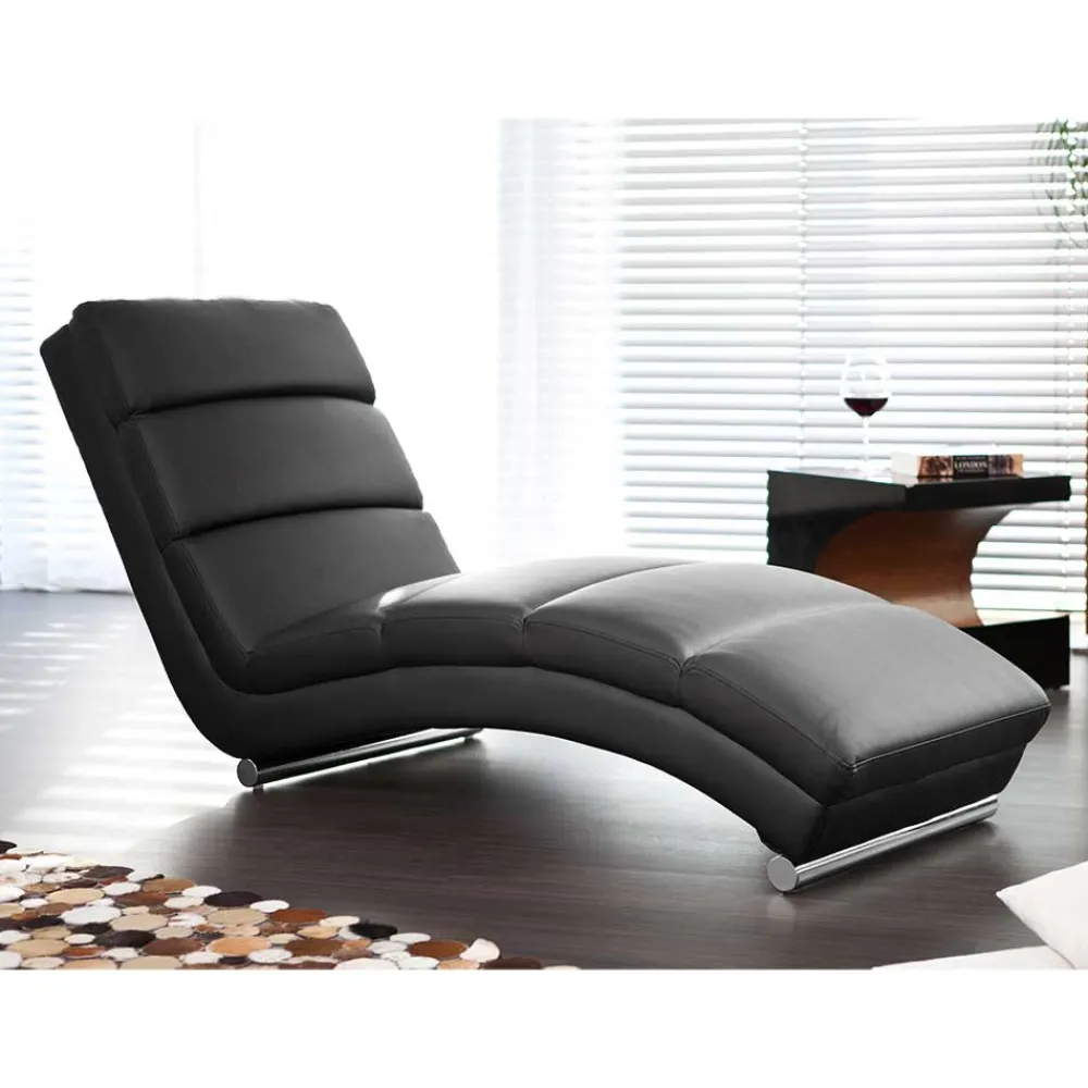 Wohnen 60x82x170 Polsterliege in Schwarz Kunstleder - Elias