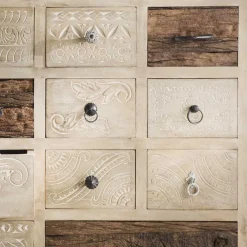 Wohnen 110x91x37 Recyclingholz Kommode mit 14 Schubladen - Emirello