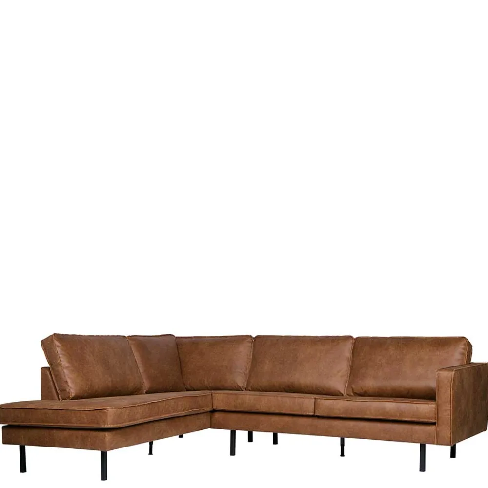 Wohnen 266x85x213 Recyclingleder Ecksofa in Cognac Braun - Huropa