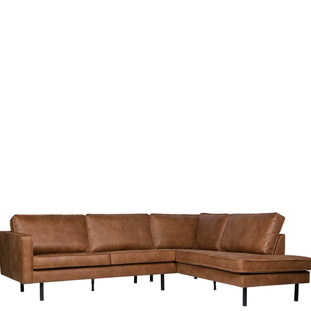 Wohnen 266x85x213 Recyclingleder Ecksofa in Cognac Braun - Huropa