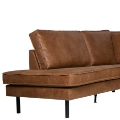 Wohnen 266x85x213 Recyclingleder Ecksofa in Cognac Braun - Huropa