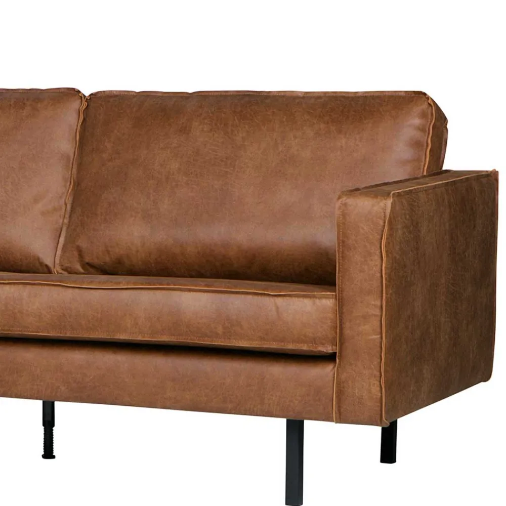 Wohnen 266x85x213 Recyclingleder Ecksofa in Cognac Braun - Huropa