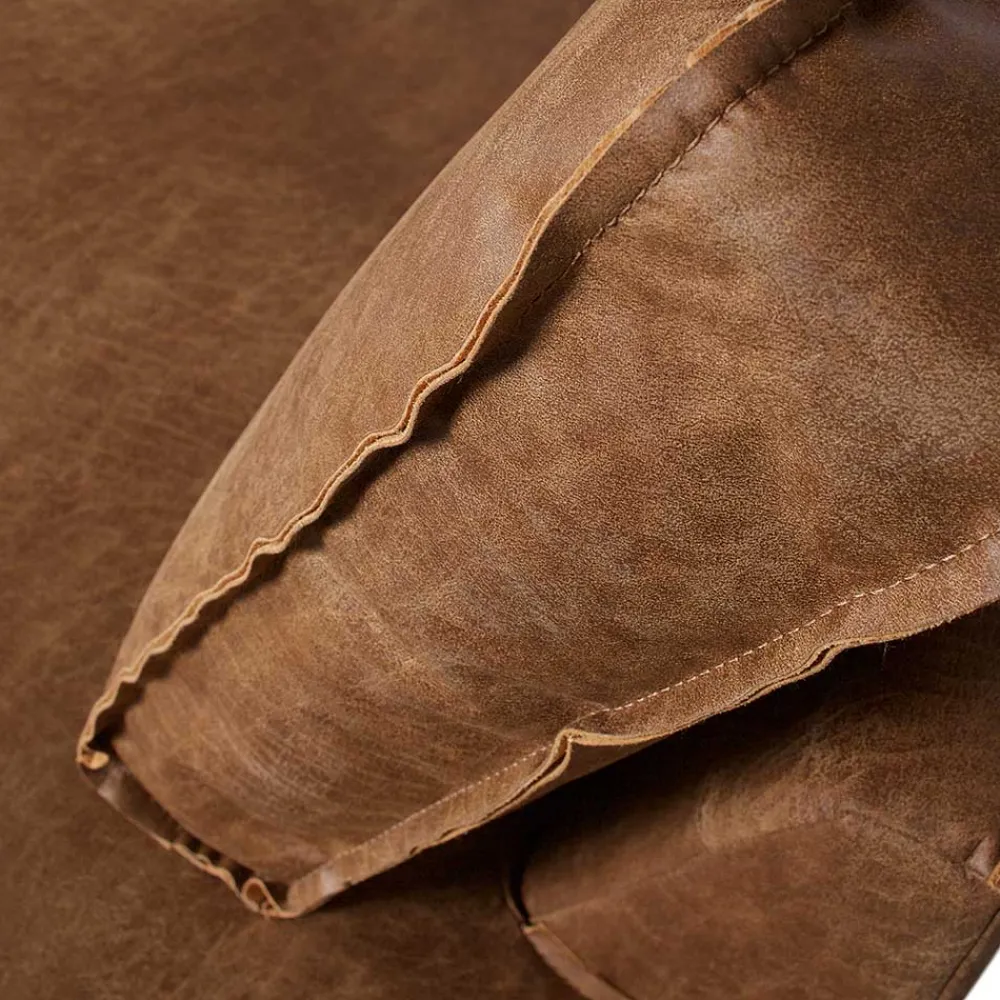 Wohnen 266x85x213 Recyclingleder Ecksofa in Cognac Braun - Huropa