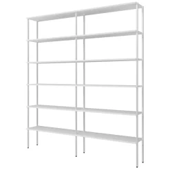 Wohnen Büro-Raumteiler*197x220x31 Regal aus Stahl & Holz in Weiß - Leyma