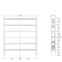 Wohnen Büro-Raumteiler*197x220x31 Regal aus Stahl & Holz in Weiß - Leyma