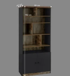 Wohnen 80x182x40 Regal in Holz verwittert - Guerrero