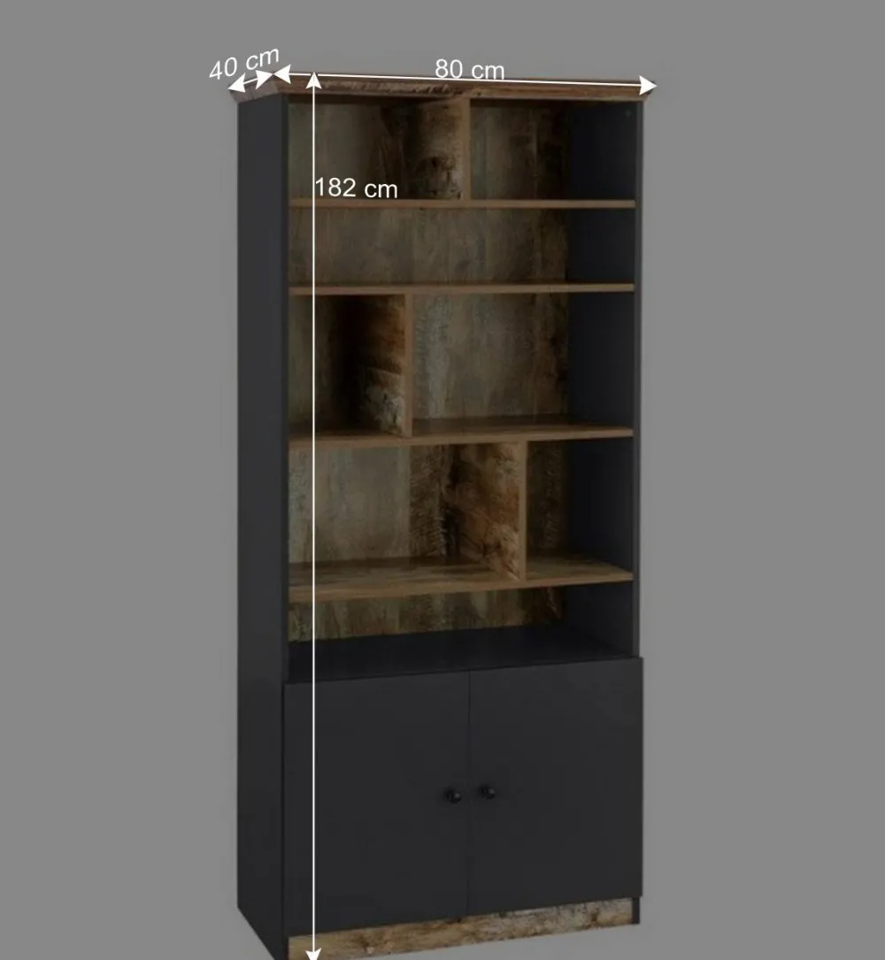 Wohnen 80x182x40 Regal in Holz verwittert - Guerrero