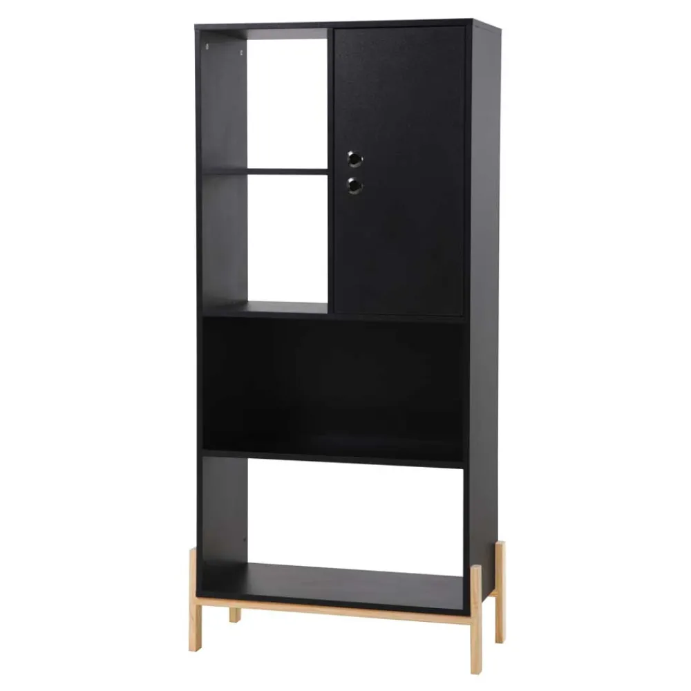 Wohnen Esszimmerregale|Regale*73x154x44 Regal in Schwarz & Pinie - Montpa