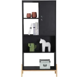 Wohnen Esszimmerregale|Regale*73x154x44 Regal in Schwarz & Pinie - Montpa