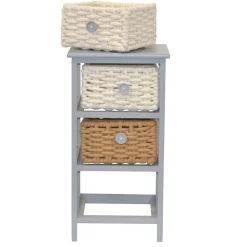 Wohnen 30x58x25 Regal mit 3 Körben aus Geflecht - Nasco