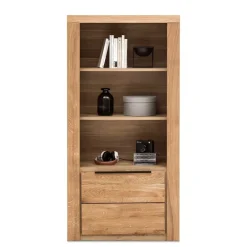 Wohnen Naturholzmöbel|Esszimmer-Vitrinen*70x141x40 Regal mit Türfach in Eiche - Nelenia