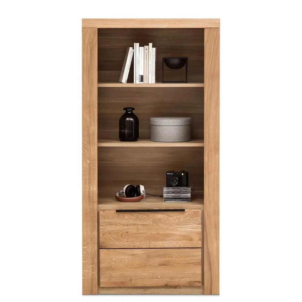 Wohnen Naturholzmöbel|Esszimmer-Vitrinen*70x141x40 Regal mit Türfach in Eiche - Nelenia