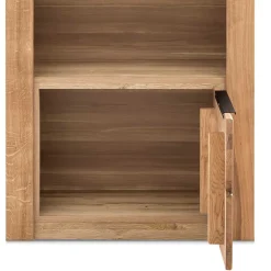 Wohnen Naturholzmöbel|Esszimmer-Vitrinen*70x141x40 Regal mit Türfach in Eiche - Nelenia