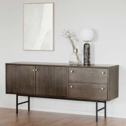 Wohnen 160x75x42 Retro Design Sideboard in Eiche dunkel - Cuzliav