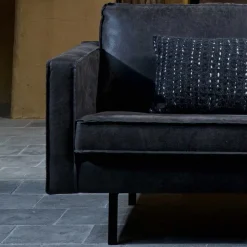 Wohnen Retro Möbel|Sofas*300x85x155 Retro Eckcouch in Schwarz - Avonita