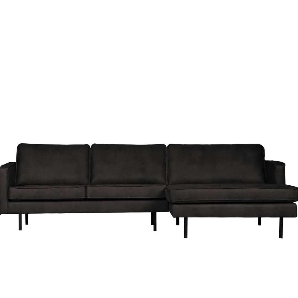 Wohnen Retro Möbel|Sofas*300x85x155 Retro Eckcouch in Schwarz - Avonita