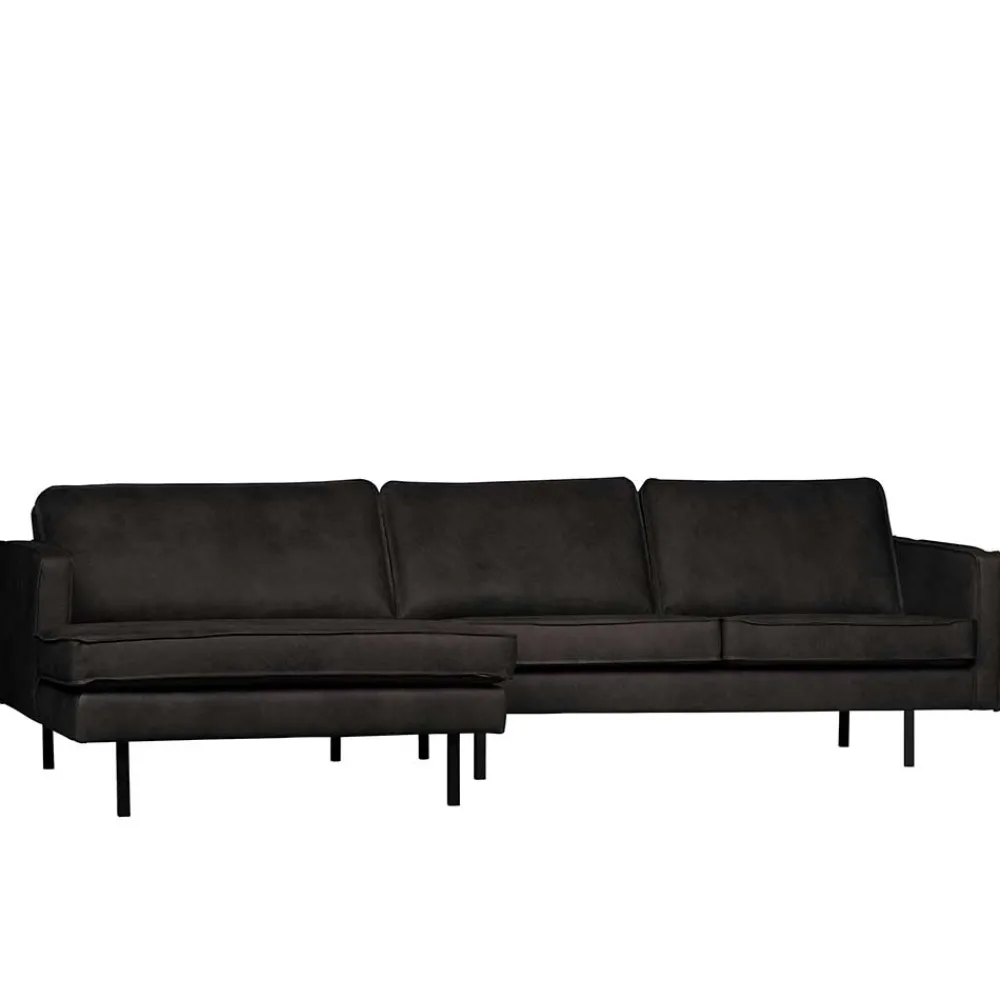 Wohnen Retro Möbel|Sofas*300x85x155 Retro Eckcouch in Schwarz - Avonita
