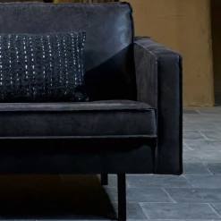 Wohnen Retro Möbel|Sofas*300x85x155 Retro Eckcouch in Schwarz - Avonita