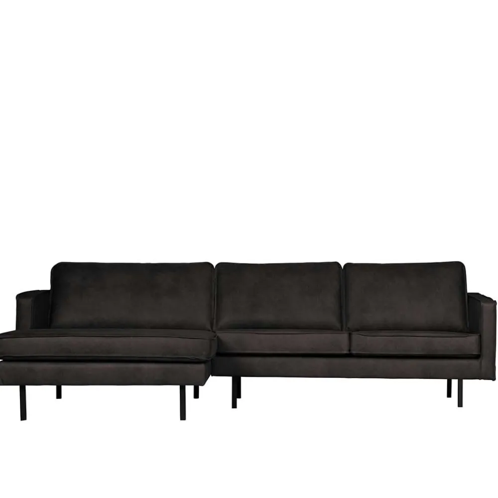 Wohnen Retro Möbel|Sofas*300x85x155 Retro Eckcouch in Schwarz - Avonita