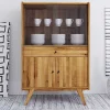 Wohnen Glasmöbel|Massivholzmöbel*100x154x50 Retro Vitrinenschrank aus Wildeiche - Hardus