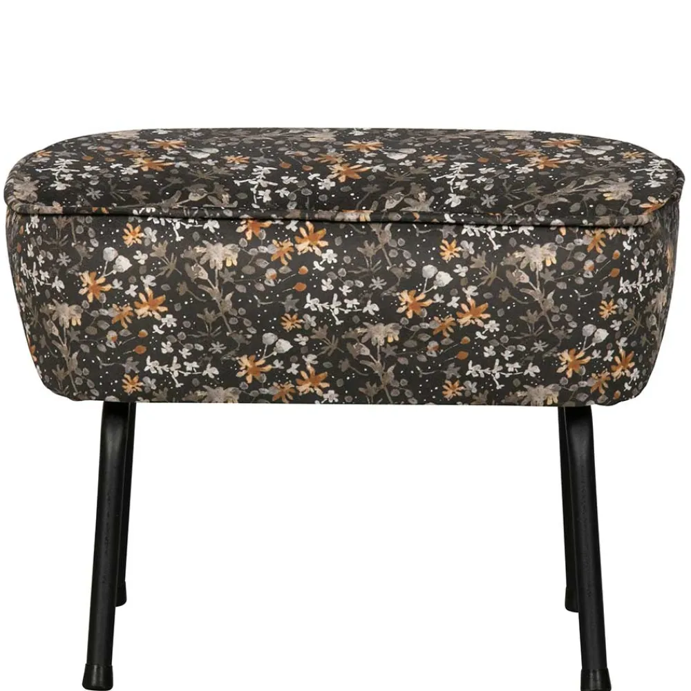Wohnen 55x40x46 Retrohocker mit Samt Blumen Muster - Esdrega