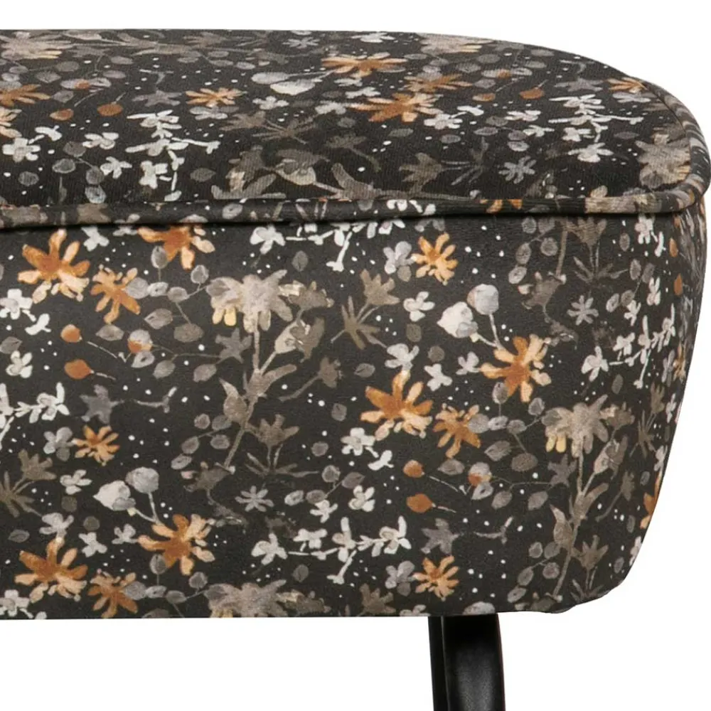 Wohnen 55x40x46 Retrohocker mit Samt Blumen Muster - Esdrega