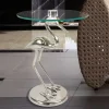 Wohnen 40x58x40 runder Glas Tisch mit Vogel Säulenfuß - Prasido