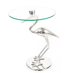 Wohnen 40x58x40 runder Glas Tisch mit Vogel Säulenfuß - Prasido