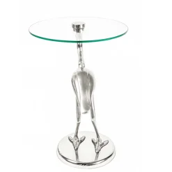 Wohnen 40x58x40 runder Glas Tisch mit Vogel Säulenfuß - Prasido