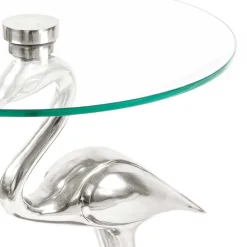 Wohnen 40x58x40 runder Glas Tisch mit Vogel Säulenfuß - Prasido