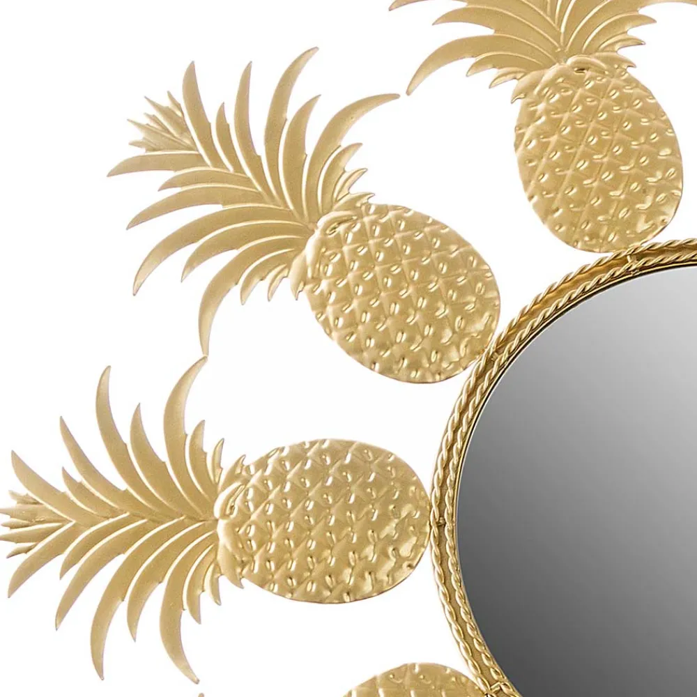 Wohnen Spiegel|Flurspiegel*50x50x2 Runder Spiegel mit Ananas Design Rahmen - Estebal