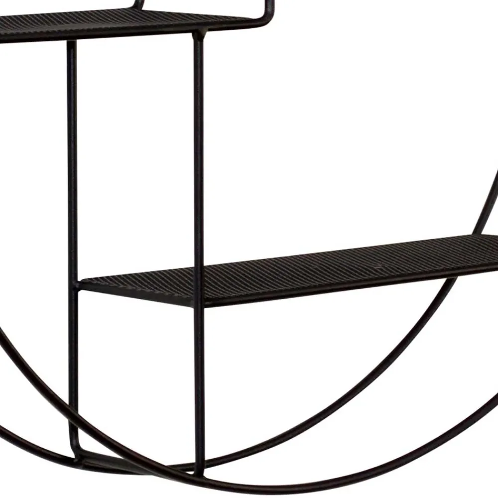 Wohnen 50x50x12 Rundes Wandregal in Schwarz - Anatana